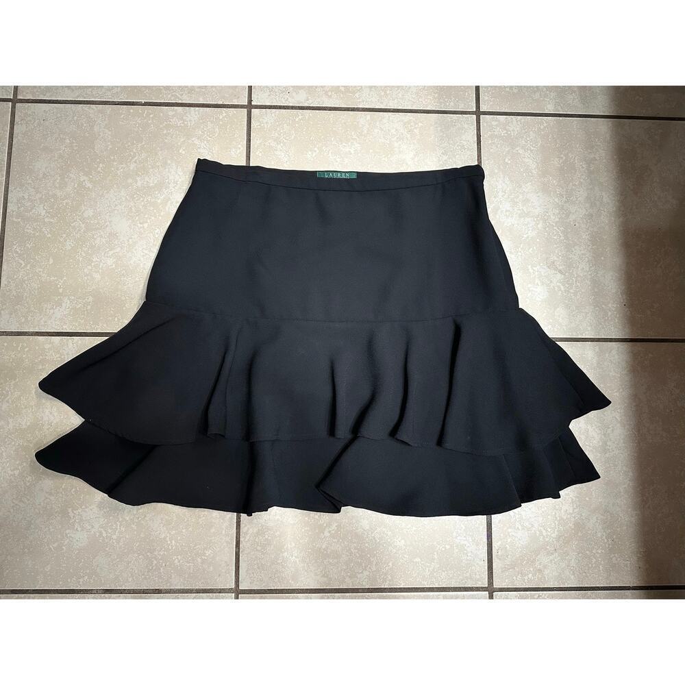 Ralph Lauren Neutral Black Tiered Skirt Women 8 Minimalist Preppy Whimsigoth